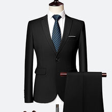 Load image into Gallery viewer, Suit Male 3 Piece Set Business Men&#39;s Suits Blazers Large Size Boutique Suit Slim 2020 High-end Formal Fit Party Wedding Regular

