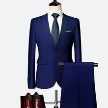 Load image into Gallery viewer, Suit Male 3 Piece Set Business Men&#39;s Suits Blazers Large Size Boutique Suit Slim 2020 High-end Formal Fit Party Wedding Regular
