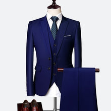 Load image into Gallery viewer, Suit Male 3 Piece Set Business Men&#39;s Suits Blazers Large Size Boutique Suit Slim 2020 High-end Formal Fit Party Wedding Regular
