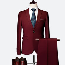Load image into Gallery viewer, Suit Male 3 Piece Set Business Men&#39;s Suits Blazers Large Size Boutique Suit Slim 2020 High-end Formal Fit Party Wedding Regular
