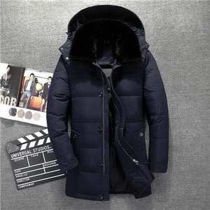 Men's winter jacket fur collar hat detachable long coat winter duck down jacket men doudoune homme thick men's winter coat