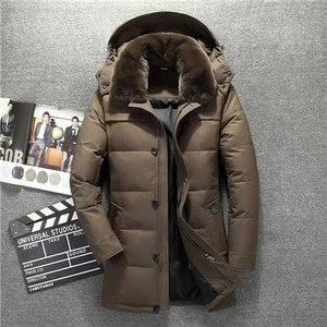 Men's winter jacket fur collar hat detachable long coat winter duck down jacket men doudoune homme thick men's winter coat